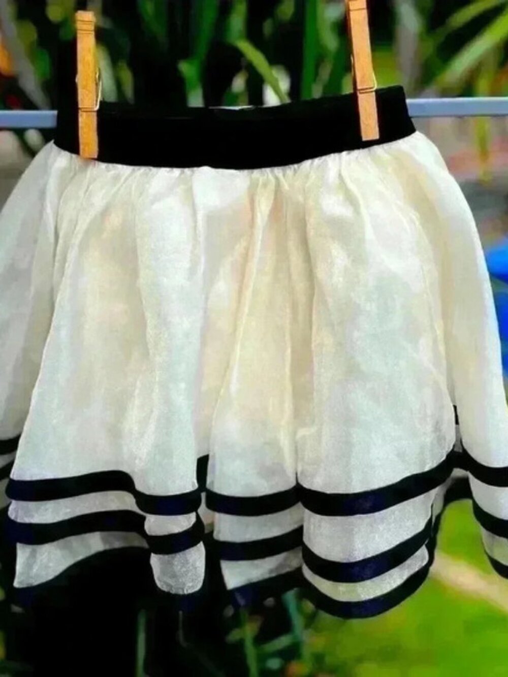 Toddler Tutu Skirt Cream and Black Trim size 18 - 24 months‎